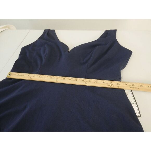 B Darlin Plus Size Tiered Navy Dress | 20W | Notched Neck | A-Line | Lined - Picture 3 of 7